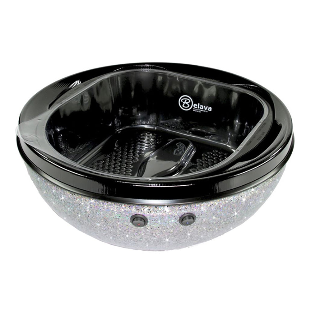Trio Foot Spa - in Glitter Silver Bottom & Black Top | w/ Heat & Vibration