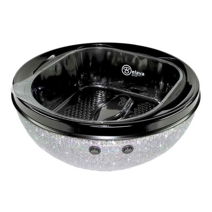 Trio Foot Spa - in Glitter Silver Bottom & Black Top | w/ Heat & Vibration