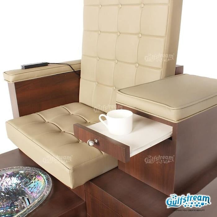 Paris Triple Pedicure Bench. Drink tray pull out