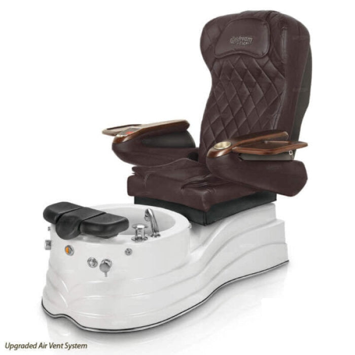 La Trento Pedicure Chair. 9660 Chocolate Seat & Pearl White Base