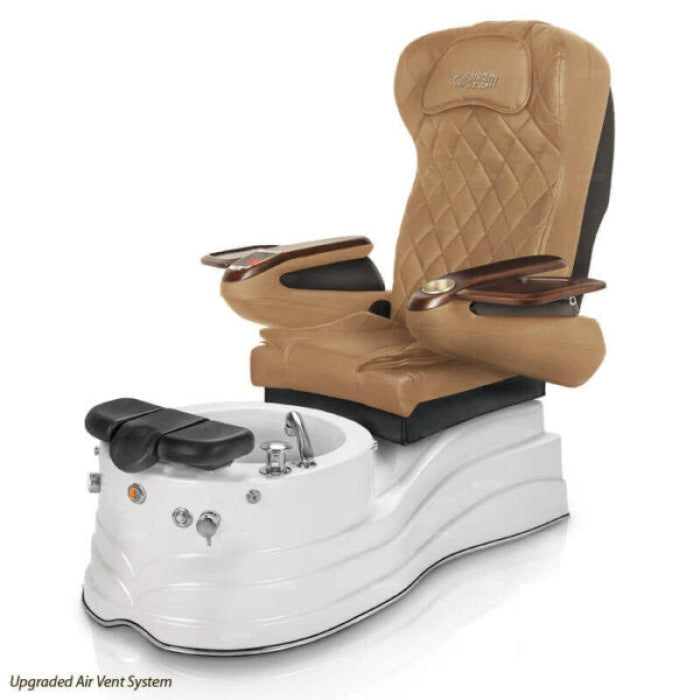 La Trento Pedicure Chair. 9660 Curry Seat & Pearl White Base