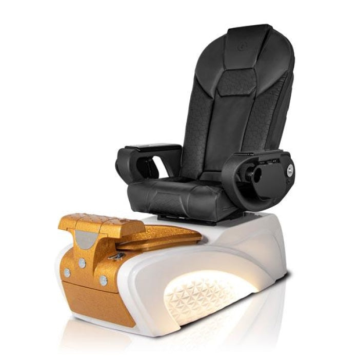 Milan GOLD Pedicure Chair. Throne Black Seat