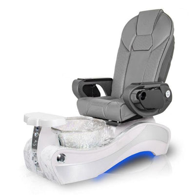 New Beginning WHITE-MARBLE Pedicure Chair. Throne Gray Seat