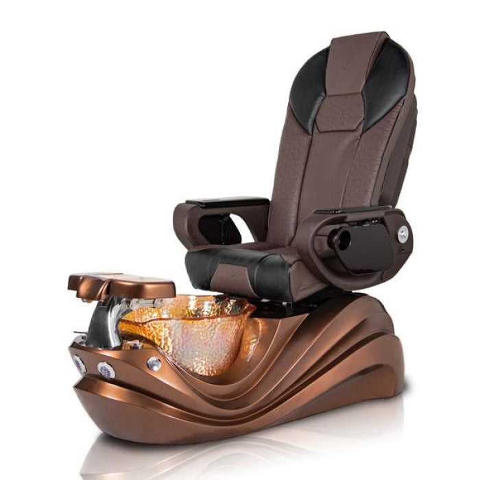 Phoenix BRONZE Pedicure Chair. Throne Chocolate-Black Seat, Bronze Color Base & Lotus Shape Crystal Sink
