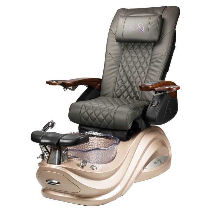 Omni Pedicure Chair. Dark Gray Seat & Gold Sparkle Base