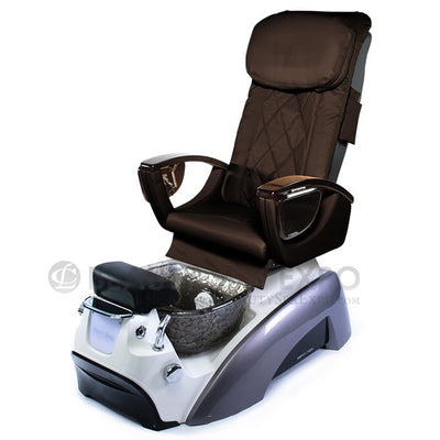 Yuri Joy Pedicure Chair. Black Seat, White And Gray Base With Nickel Glass Bowl  