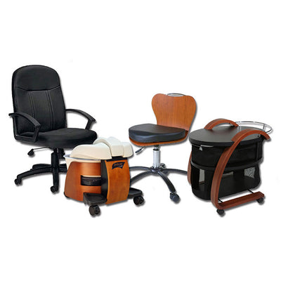 Our Salon Customer Chairs & Stools Package Deals comprised of our #1 seller of  our salon customer chair and manicure technician stool.  You are buying the finest package deals for Salon Customer Chairs & Stools.