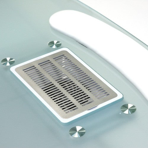 Glass Top Nail Table with Fan