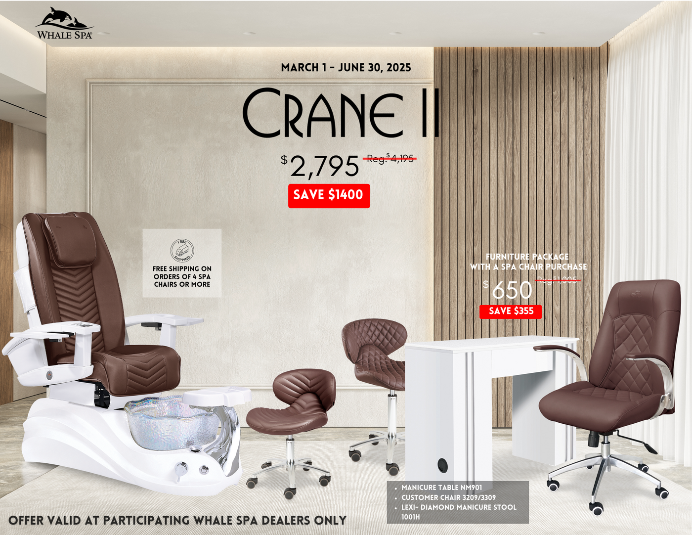 Crane II Pedicure Chair  Package Deal