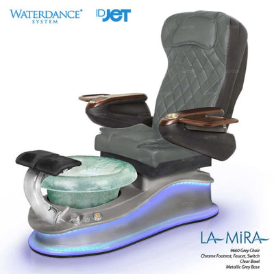 La Mira spa pedicure chair comes with remarkable innovation; Gulfstreams versatile and universal new footrest. Each pad can be lifted, turned and used in many different positions. It offers options according to your interest with its gold and chrome models.