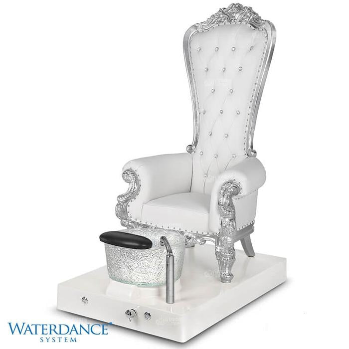  Queen Pedicure Platform. White Leather with Chrome Frame
