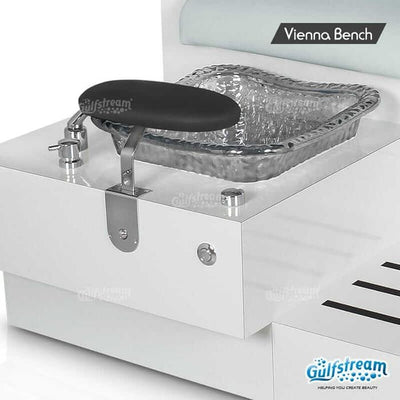 Vienna Single Pedicure Bench. 9 Different Glass Bowl Colors.