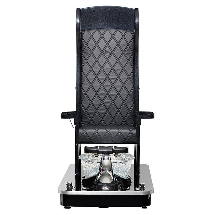 Provide the royal treatment to your salon clients with the Monarch pedicure chair. The generous 6 feet tall high-back chair is luxurious in genuine Italian leather, stain-resistant and antimicrobial in Enduro™ vegan leather. An array of custom components such as an artisan crystal-glass basin and built-in massage features will immediately transport your clients to true bliss and relaxation.