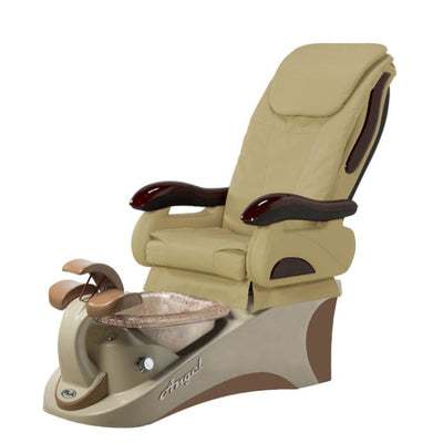 Alden Crystal Pedicure Chair. Beige Seat, Almond/Cappuccino Base Color & Amber Bowl Color