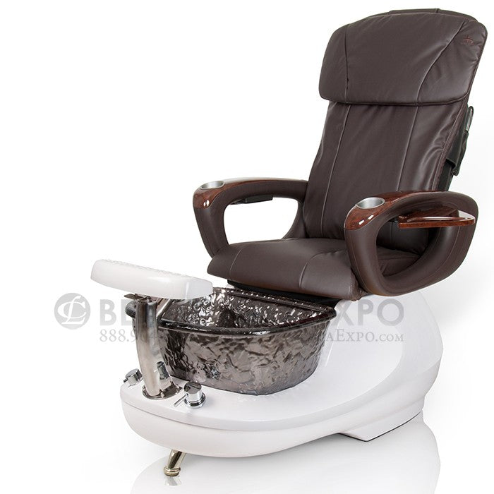 GSpaF HT-045 Pedicure Chair. Espresso Seat Color And Nickel Glass Bowl 
