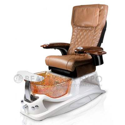 Argento Pedicure Chair. ANSP20 Cappuccino Massage Chair, White Base & Glass Gold Color Bowl 