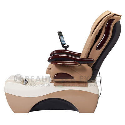 Chocolate 777 Pedicure Chair Beige Chair, Almond / Coffee Base