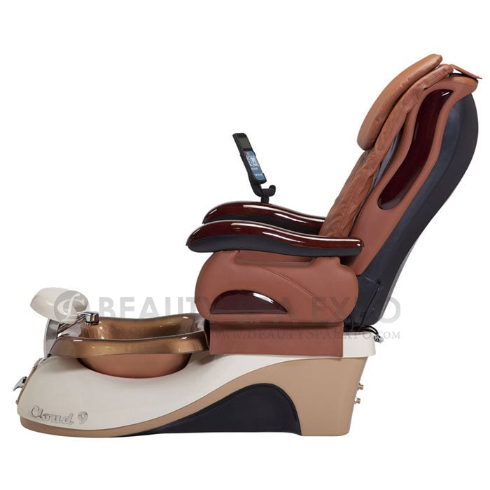 Cloud 9 Pedicure Chair, Khaki Seat, Almong / Cappuccino Base & Copper Resin Bowl