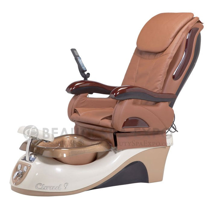 Cloud 9 Pedicure Chair, Khaki Seat, Almong / Cappuccino Base & Copper Resin Bowl