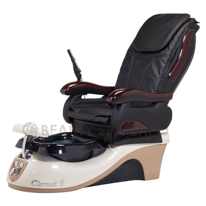 Cloud 9 Pedicure Chair, Black Seat, Almong / Cappuccino Base & Black Resin Bowl