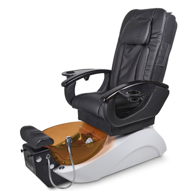 Le Rêve Pedicure Chair. Black  Color Seat, Diamond White Base And Gold Resin bowl