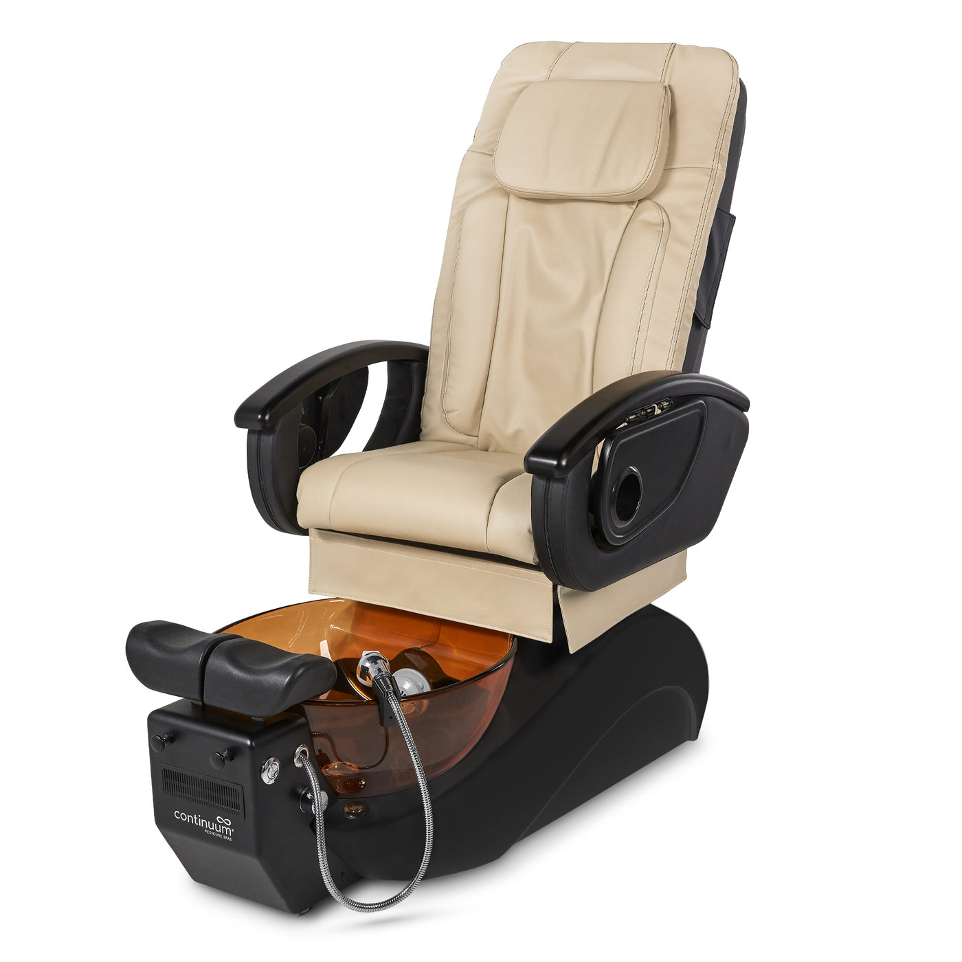 Le Rêve Pedicure Chair. Cream Color Seat, Black Base And Gold Resin bowl