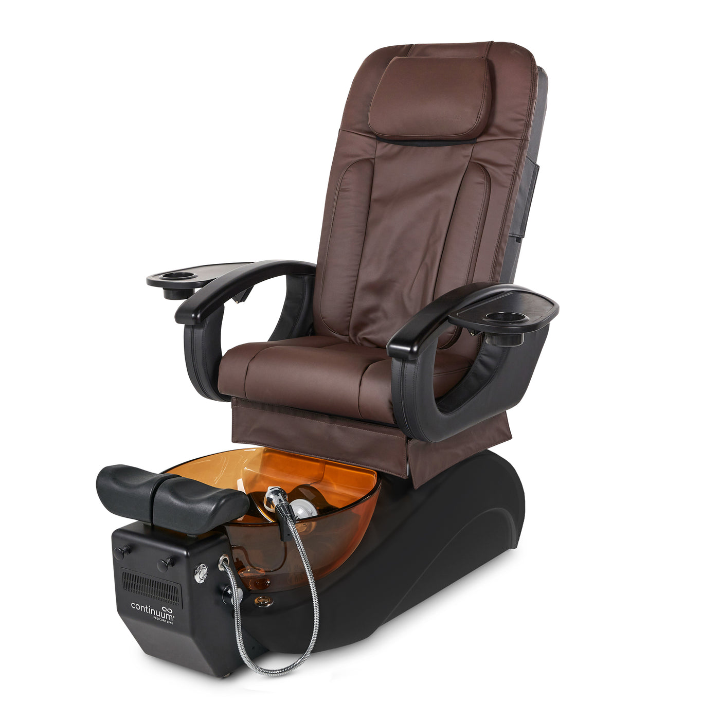 Le Rêve Pedicure Chair. Chocolate Color Seat, Black Base And Gold Resin bowl