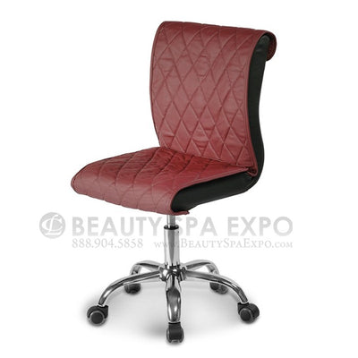 Gs9020 Manicure Technician Stool is a high end technician stool for an upscale salon. Quilted diamond shape design. Leather resistant to nail chemicals. Ships in bulk. Many color options.