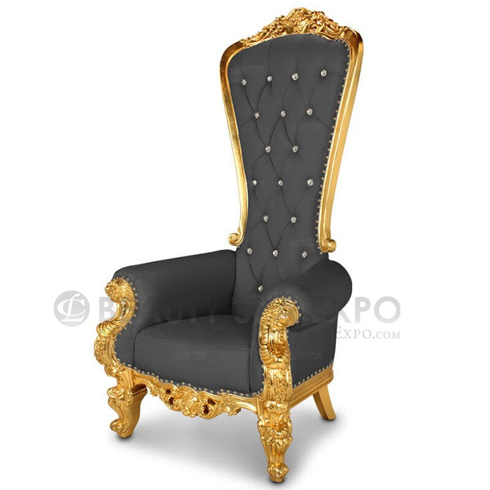 Queen Pedicure Chair. Black Leather with Gold Frame
