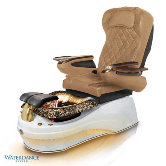 Monaco pedicure chair with Waterdance jet system.  Immerse your clients’ feet in a uniquely shaped bowl to experience pure bliss with this divinely maintained water temperature feature of the Waterdance Heater. This is the world’s first Heat and Ozonator technology with no cross-contamination and 100% sanitation, giving satisfaction to clients and technicians.