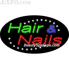 Oval Hair & Nails LED Sign