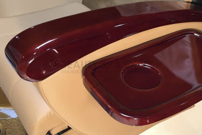 Genuine redwood finish armrests featured with acetone-resistance and convenient lift-up access.
