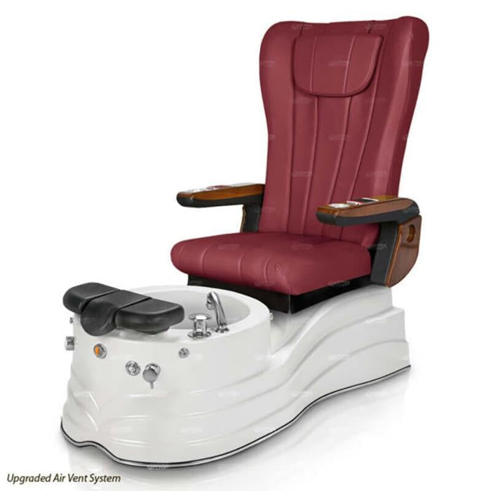 La Trento Pedicure Chair. 9621 Burgundy Seat & Pearl White Base
