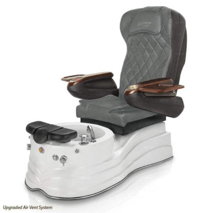 La Trento Pedicure Chair. 9660 Gray Seat & Pearl White Base 
