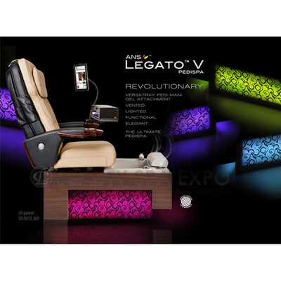 Legato Pedicure Chair. Cream HT245 Massage Chair, Cafelle Base Laminate, Cappuccino Sink, Country Floral Panels & VersaTtray Full Kit  