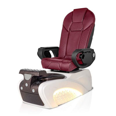 Milan CHOCOLATE Pedicure Chair. Thone Red Seat 