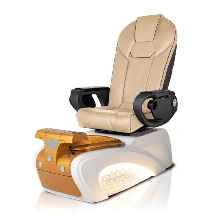Milan GOLD Pedicure Chair. Throne Cream Seat 