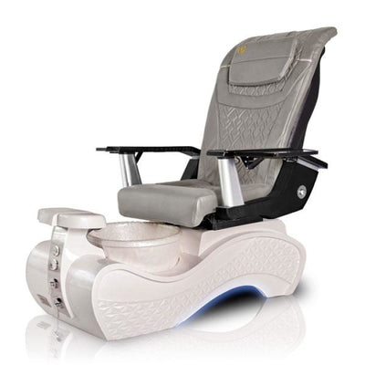 New Beginning 3D-SNOW-WHITE Pedicure Chair With T Timeless Gray Seat