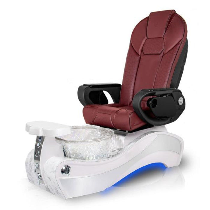 New Beginning WHITE-MARBLE Pedicure Chair. Throne Red  Seat