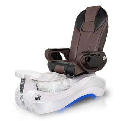 New Beginning WHITE-MARBLE Pedicure Chair. Throne Chocolate-Black Seat