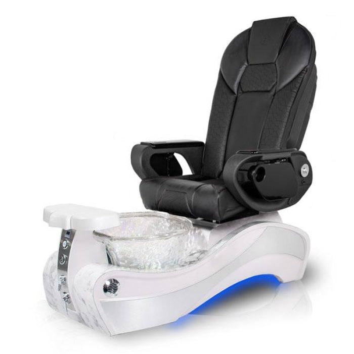 New Beginning WHITE-MARBLE Pedicure Chair. Throne Black Seat