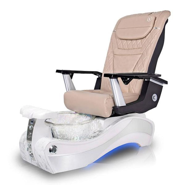 New Beginning WHITE-MARBLE Pedicure Chair. T Timeless Cream Seat