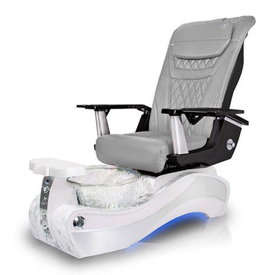 New Beginning WHITE-MARBLE Pedicure Chair. T Timeless Gray Seat