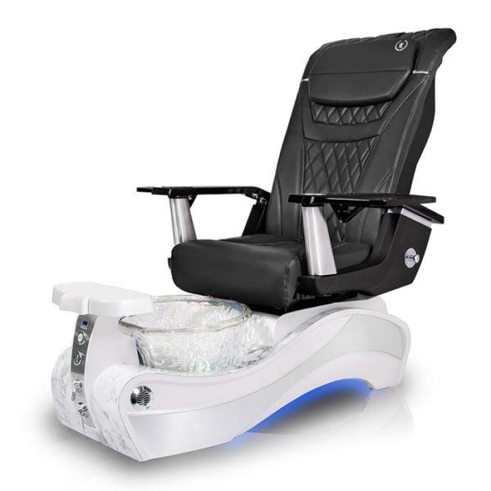 New Beginning WHITE-MARBLE Pedicure Chair. T Timeless Black Seat