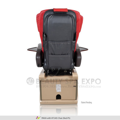 Pavia Pedicure Chair. HT 045 Red Seat Color. Back View