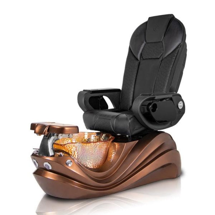 Phoenix BRONZE Pedicure Chair. Throne Black Seat, Bronze Color Base & Lotus Shape Crystal Sink
