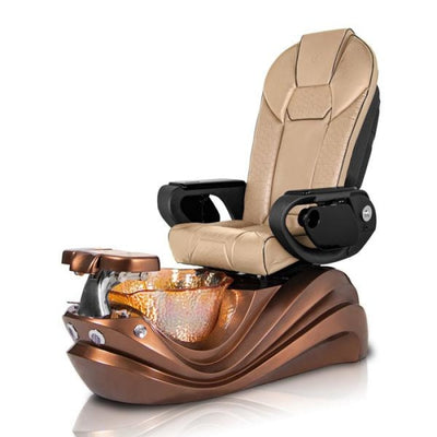 Phoenix BRONZE Pedicure Chair. Throne Cream Seat, Bronze Color Base & Lotus Shape Crystal Sink