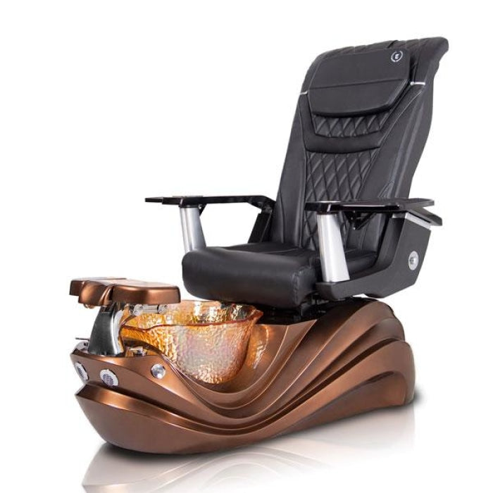 Phoenix BRONZE Pedicure Chair. T Timeless Black Seat, Bronze Color Base & Lotus Shape Crystal Sink