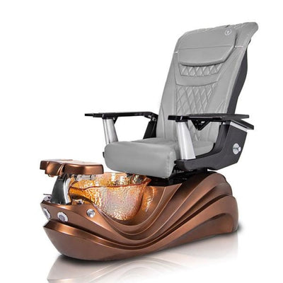 Phoenix BRONZE Pedicure Chair. T Timeless Gray Seat, Bronze Color Base & Lotus Shape Crystal Sink