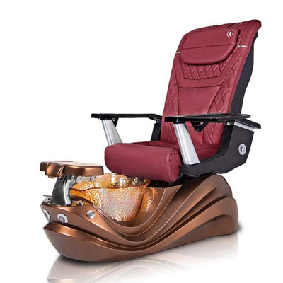 Phoenix BRONZE Pedicure Chair. T Timeless Red Seat, Bronze Color Base & Lotus Shape Crystal Sink